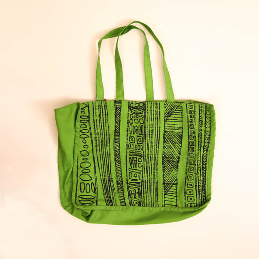 Zig-zag Bamboo Green Tote Bag