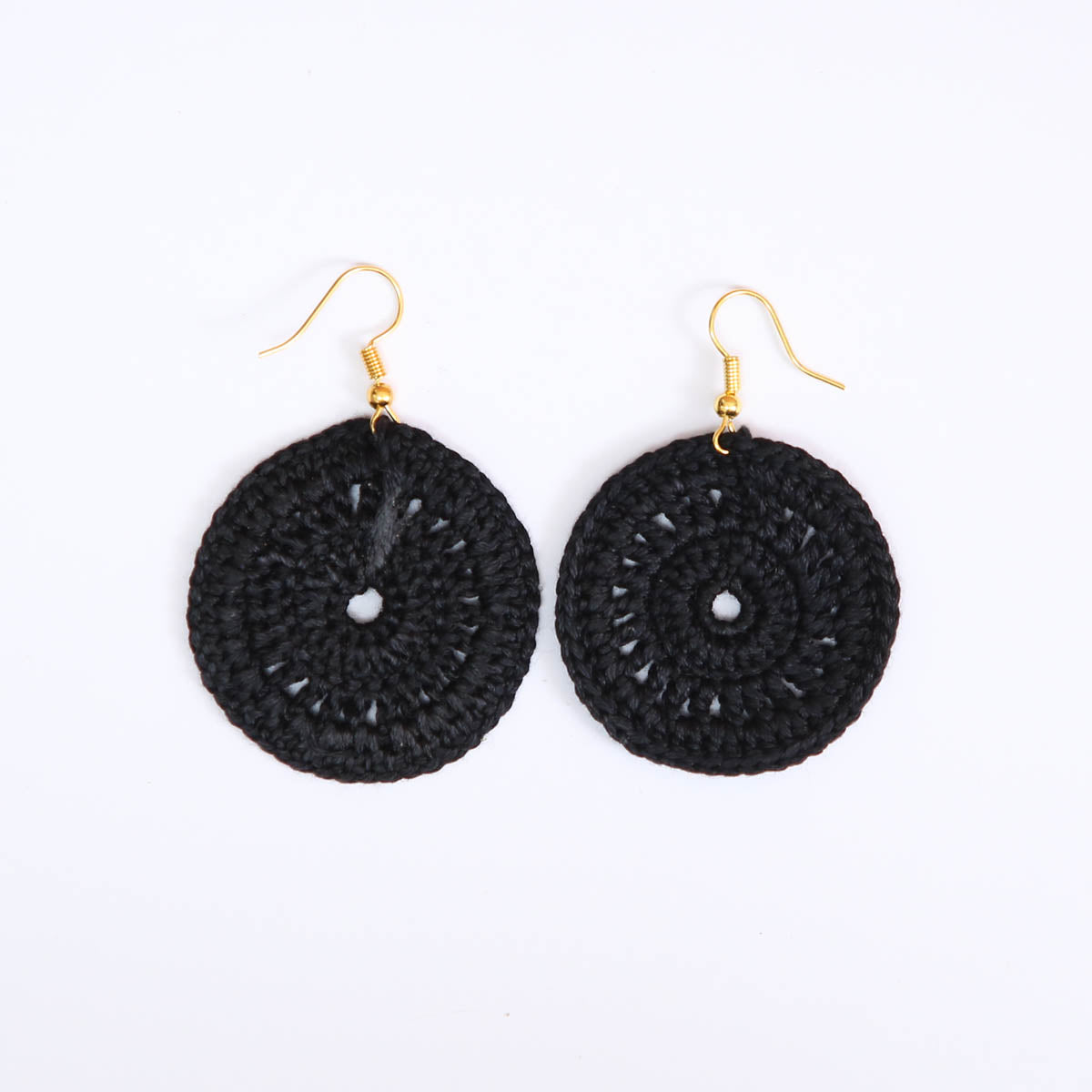 Jet Black Crochet Earrings