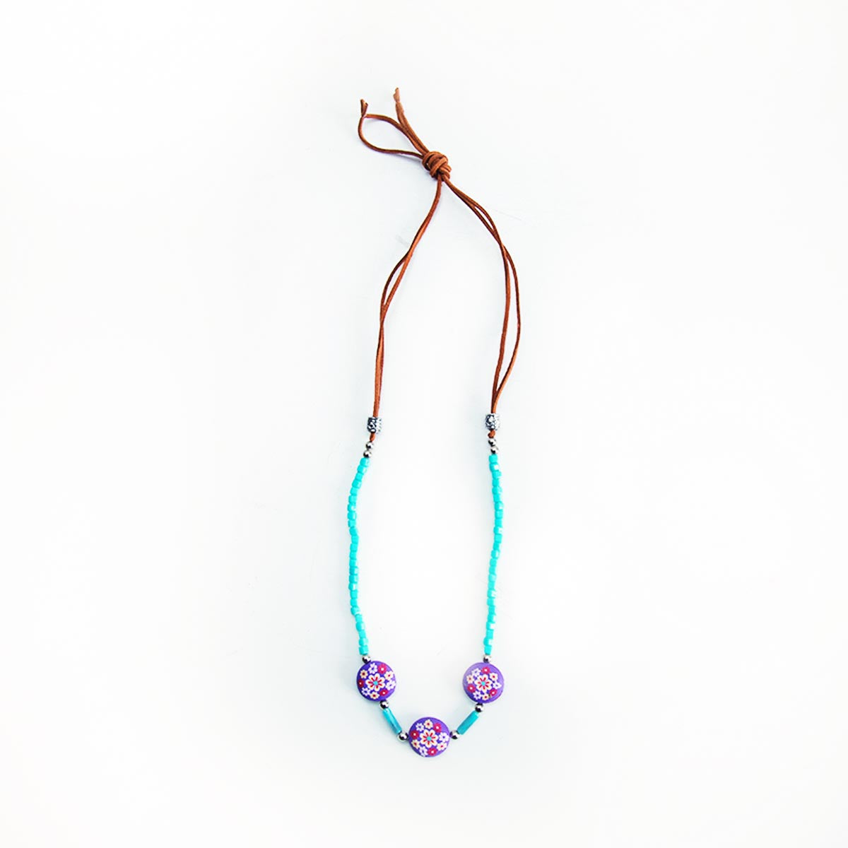 Turq and Purple Beaded Necklace
