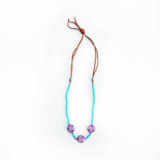 Turq and Purple Beaded Necklace
