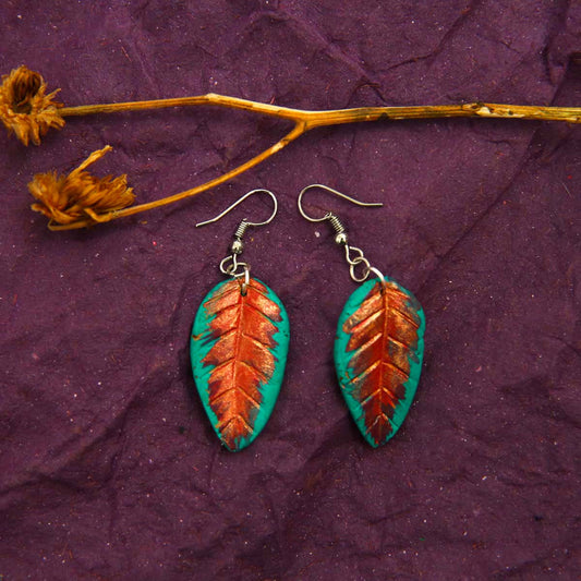 Green & Bronze Terracotta Earrings