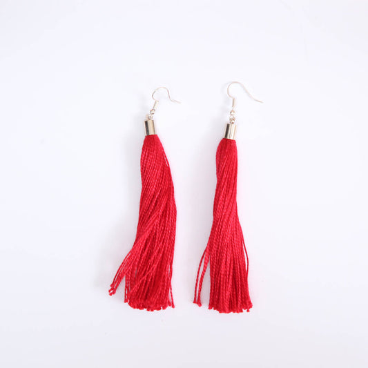 Ruby Red Tassel Earrings