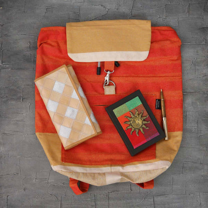 Tangerine Handloom Cord Rucksack