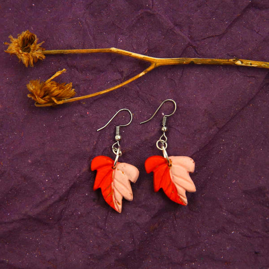 Red & Beige Terracotta Earrings
