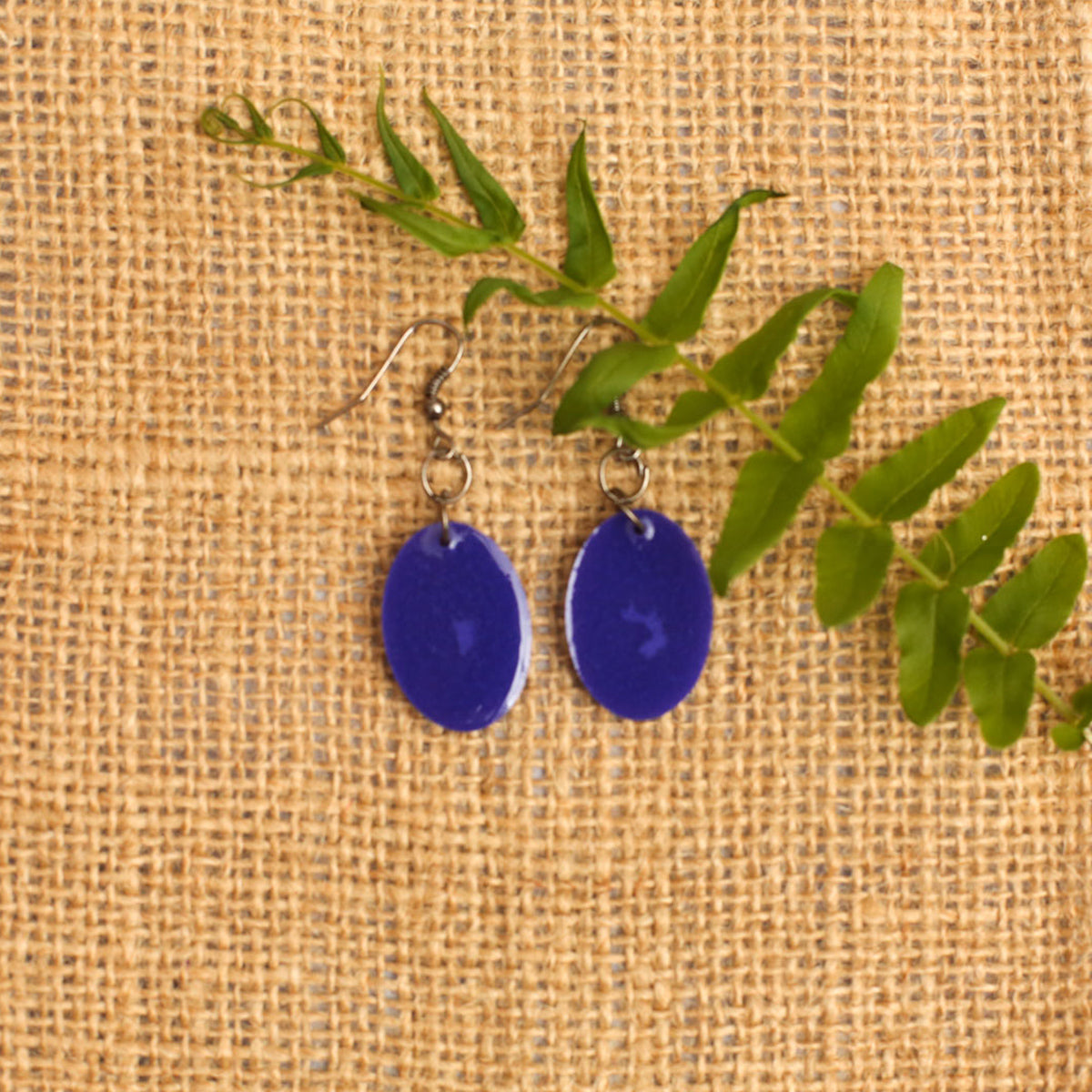 Copper Oval Resin Earrings