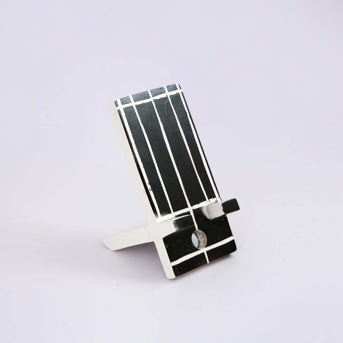 B&W Striped Wooden Phone Stand