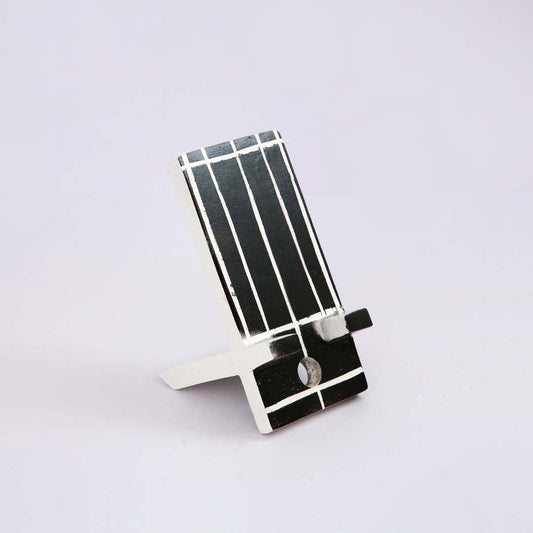 B&W Striped Wooden Phone Stand