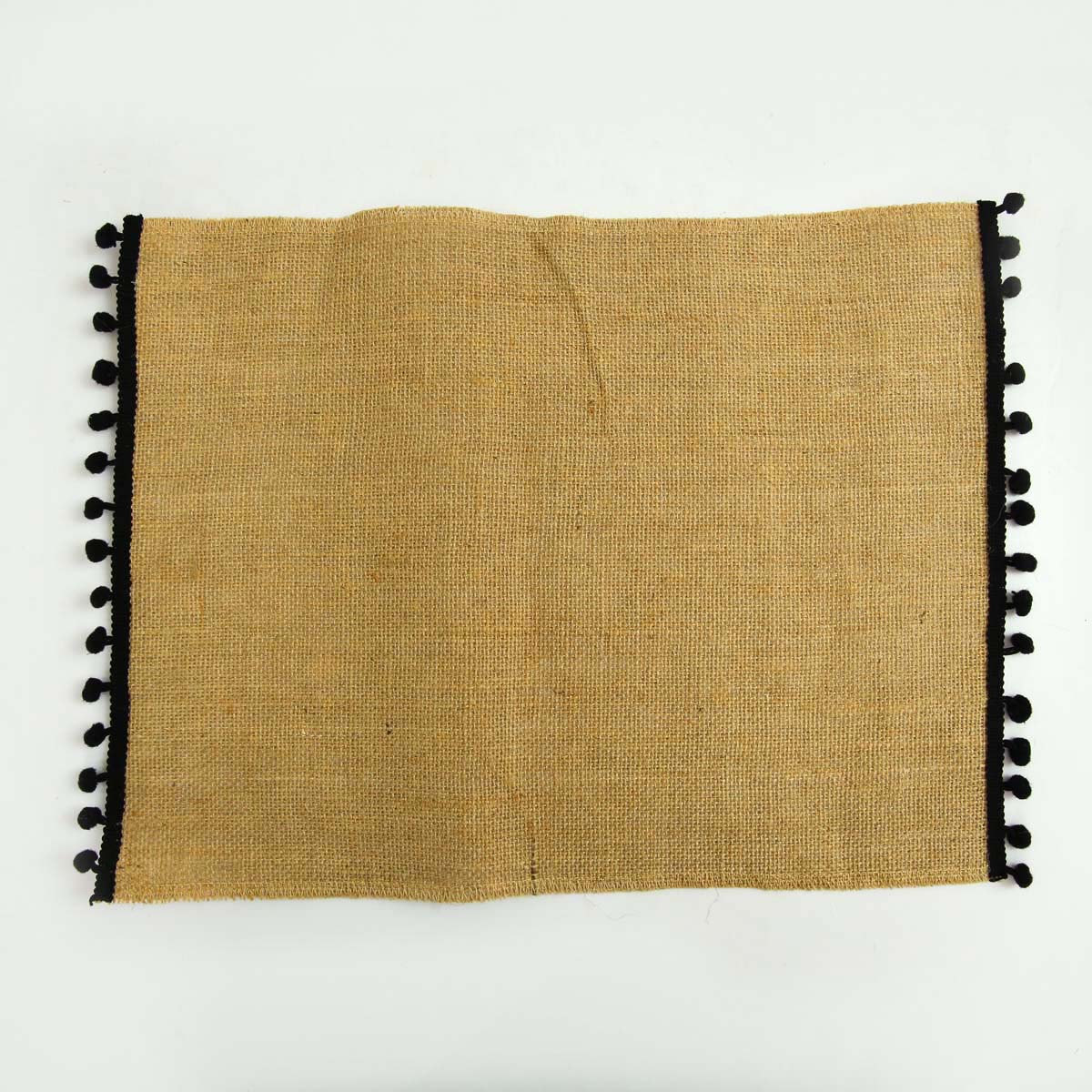 Black Pom Pom Burlap Tablemat