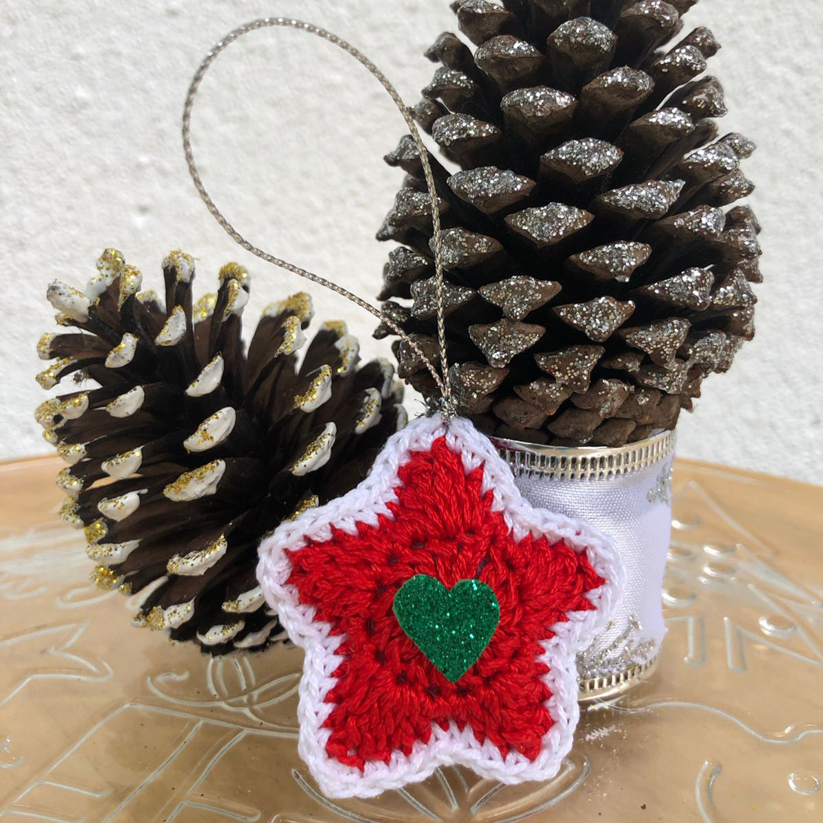 Red Crochet Star Ornament