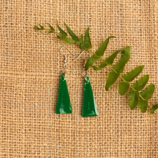 Jade Triangle Resin Earrings