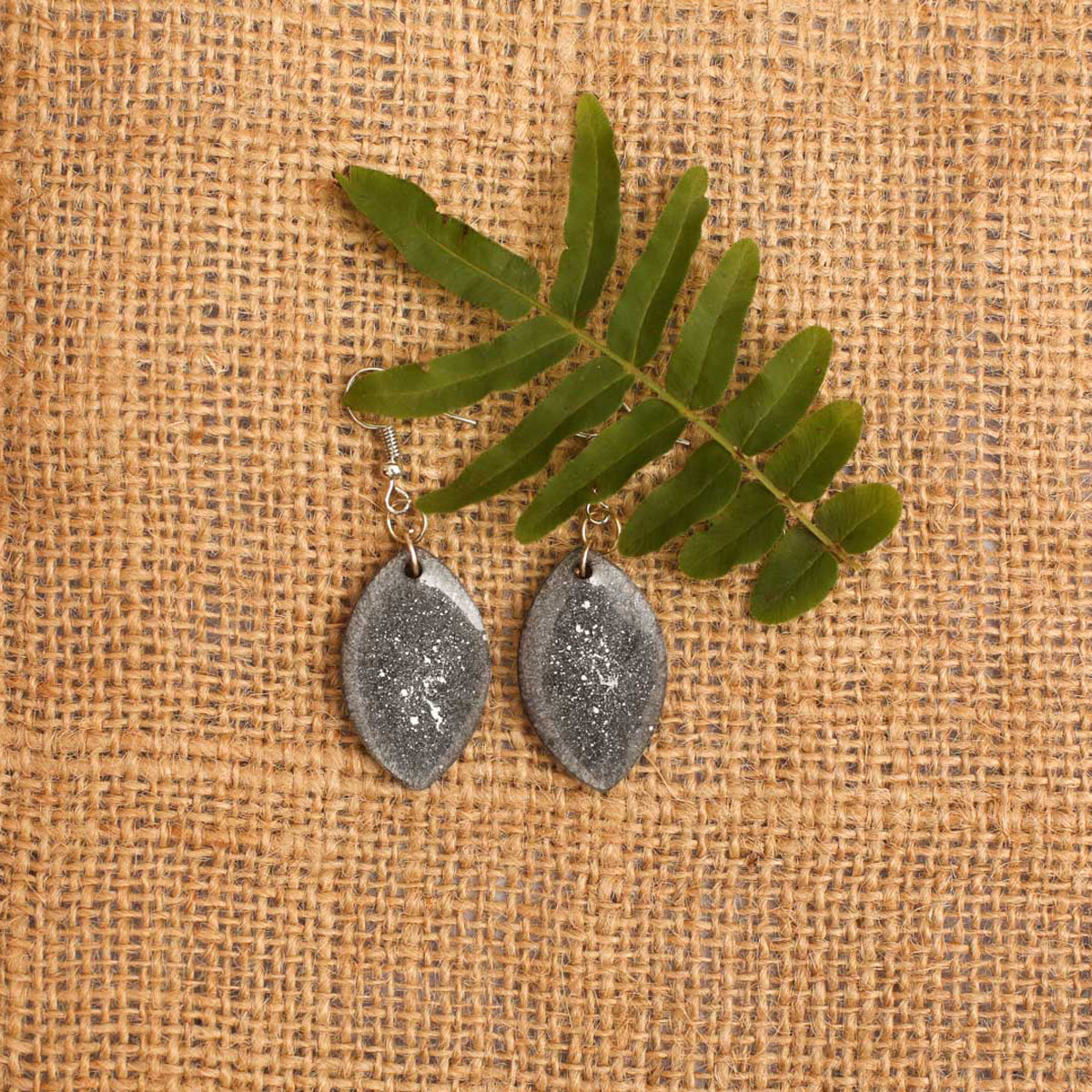 Silver Leaf Resin Earrings