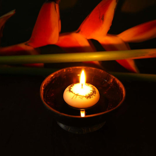 Black Flower Floating Candle