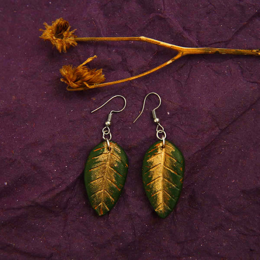 Gold & Green Terracotta Earrings