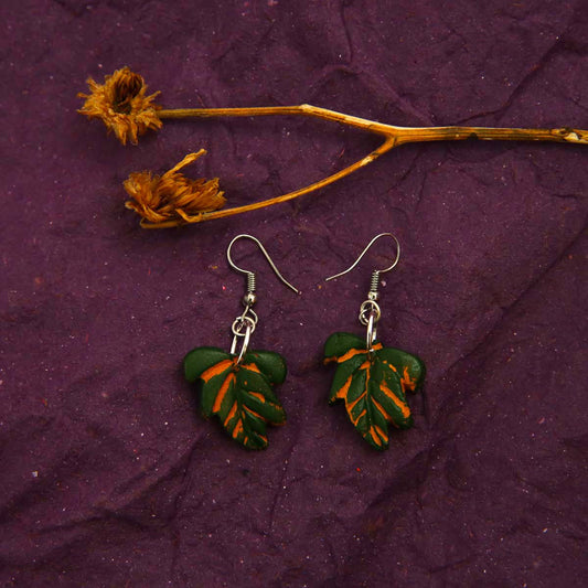 Orange Veins Terracotta Earrings