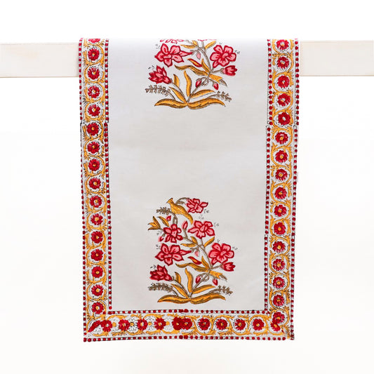 Mustard Garden Block Printed Table Runner