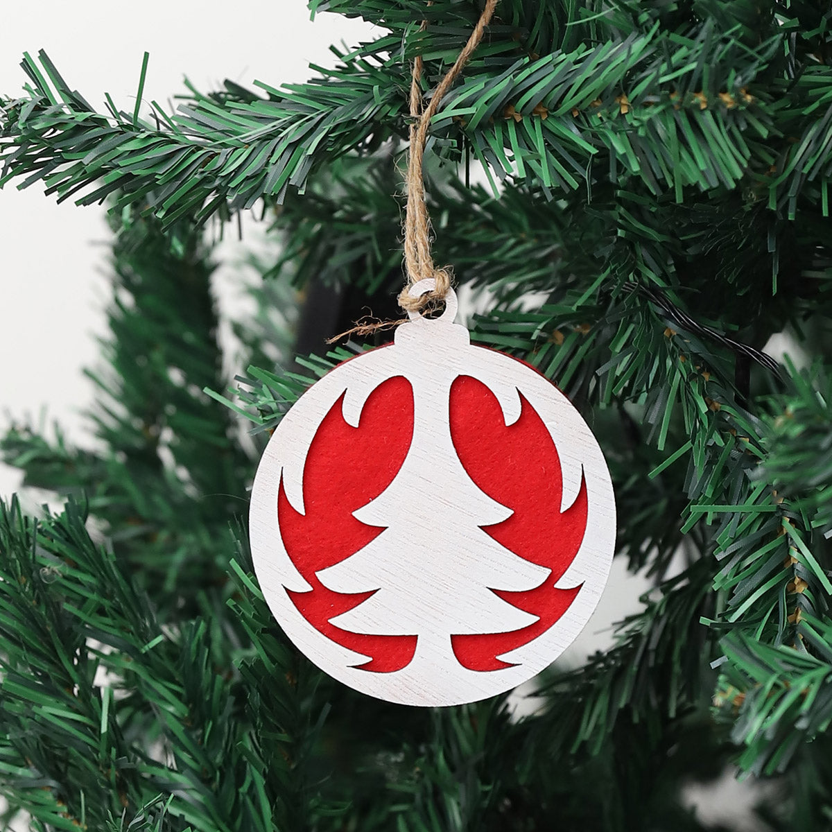 White Tree Wooden Christmas Ornament