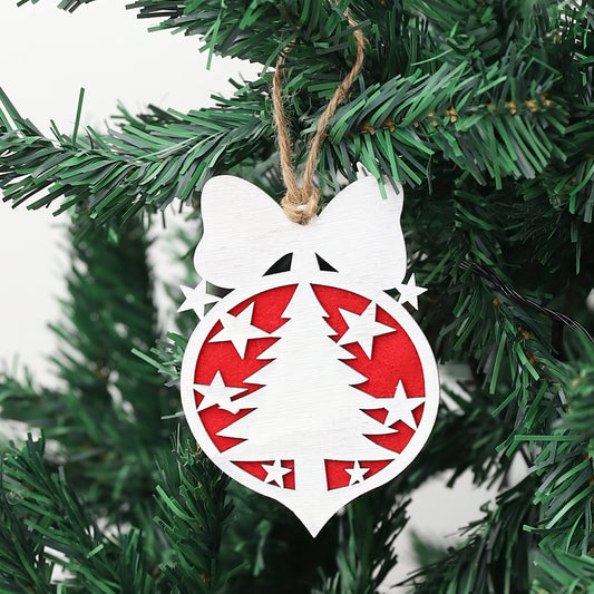 White Bell Tree Wooden Christmas Ornament