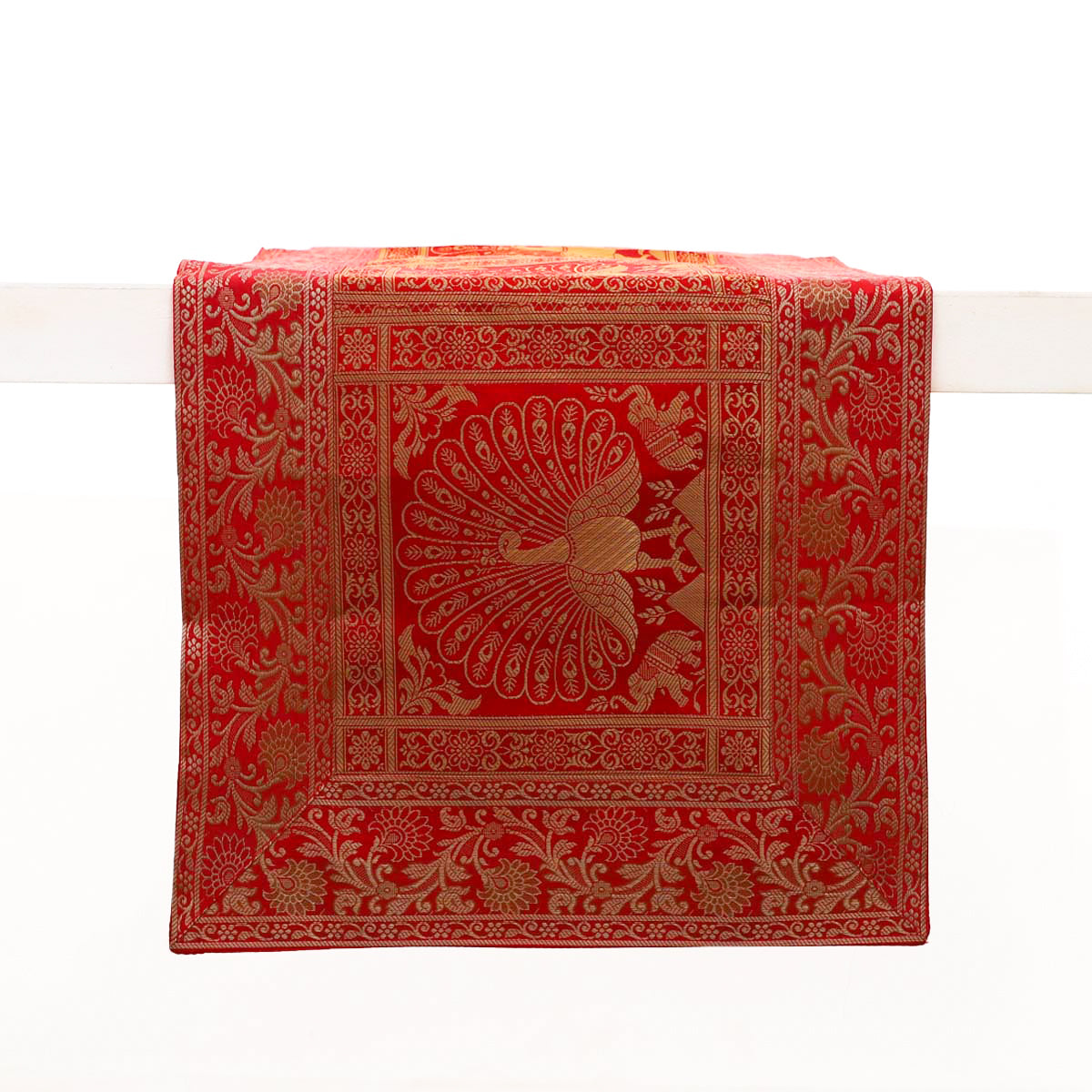 Ruben Red Motif Silk Table Runner