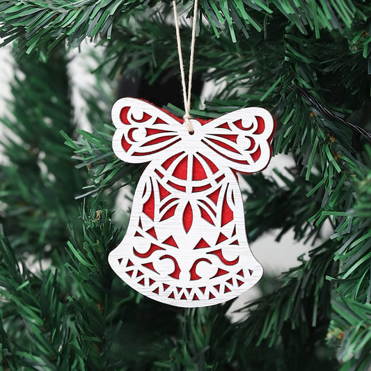 White Bell Wooden Christmas Ornament