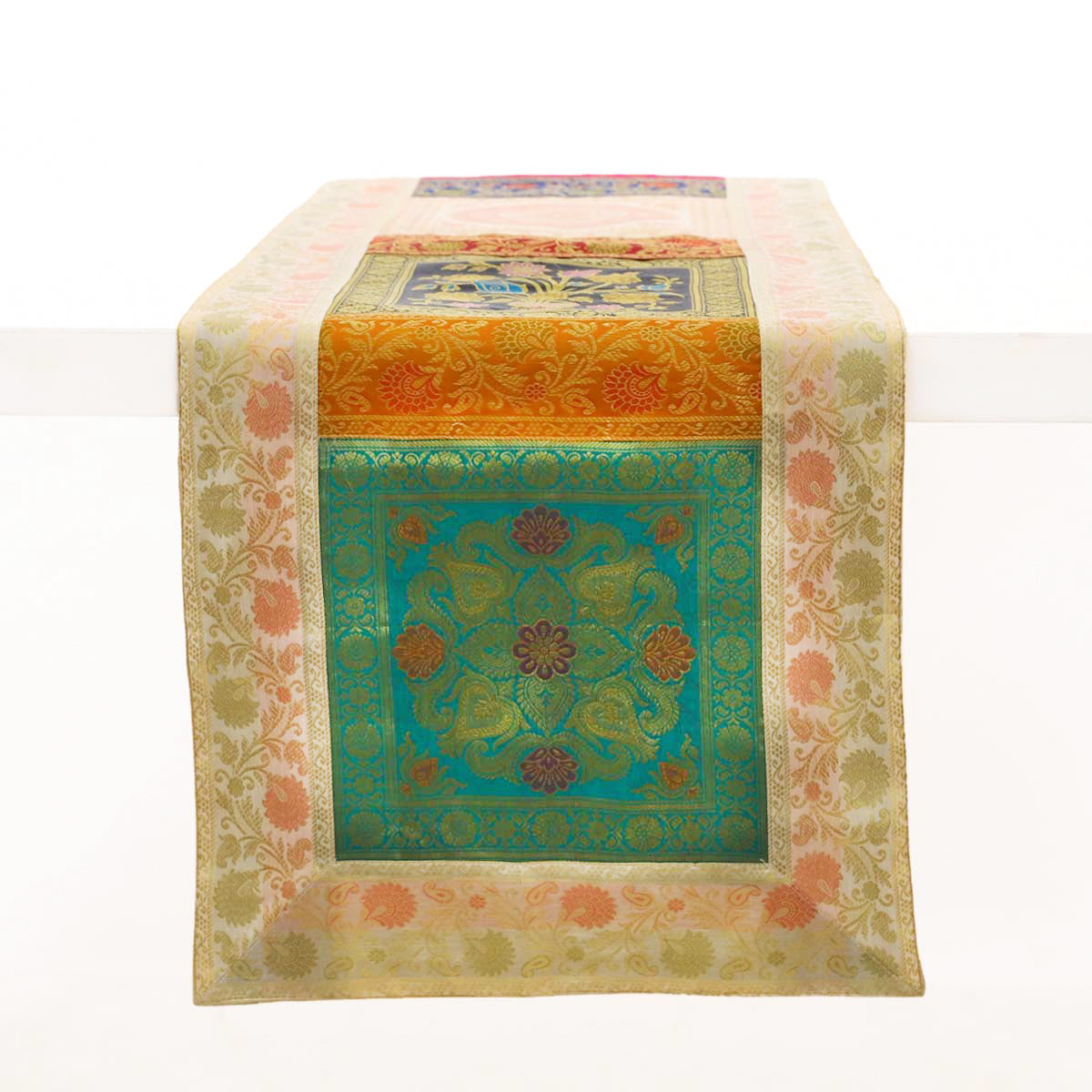 Patchwork Motif Silk Table Runner