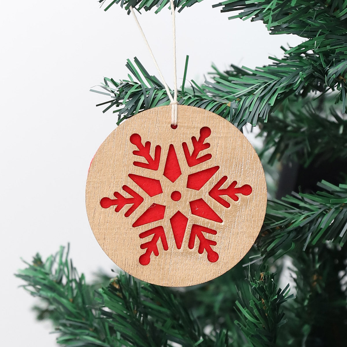 Gold Shimmer Snowflake Wooden Christmas Ornament