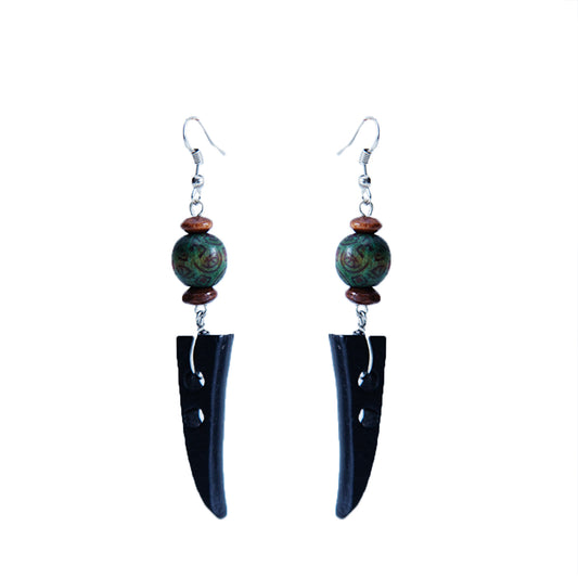 Tooth Shaped Coconut Shell Earrings