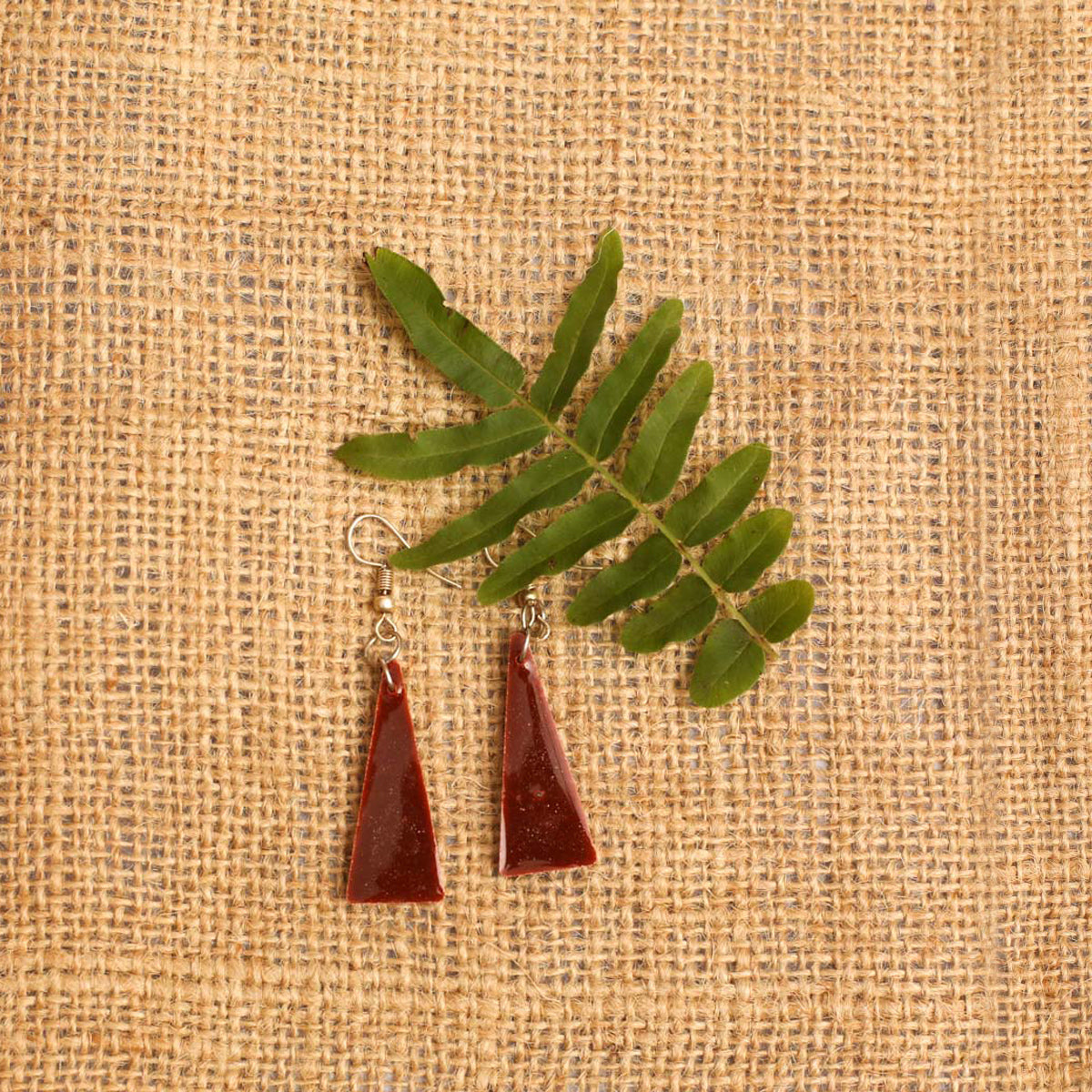 Garnet Triangle Resin Earrings