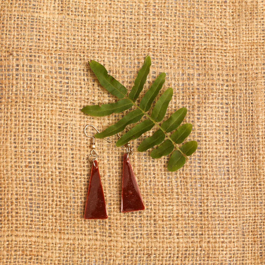 Garnet Triangle Resin Earrings