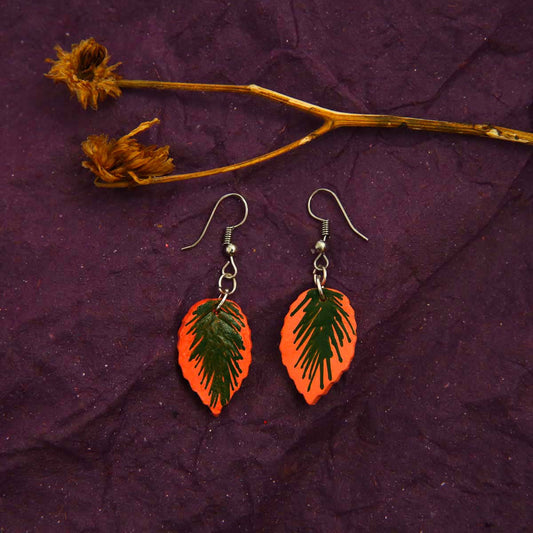 Green Veined Terracotta Earrings