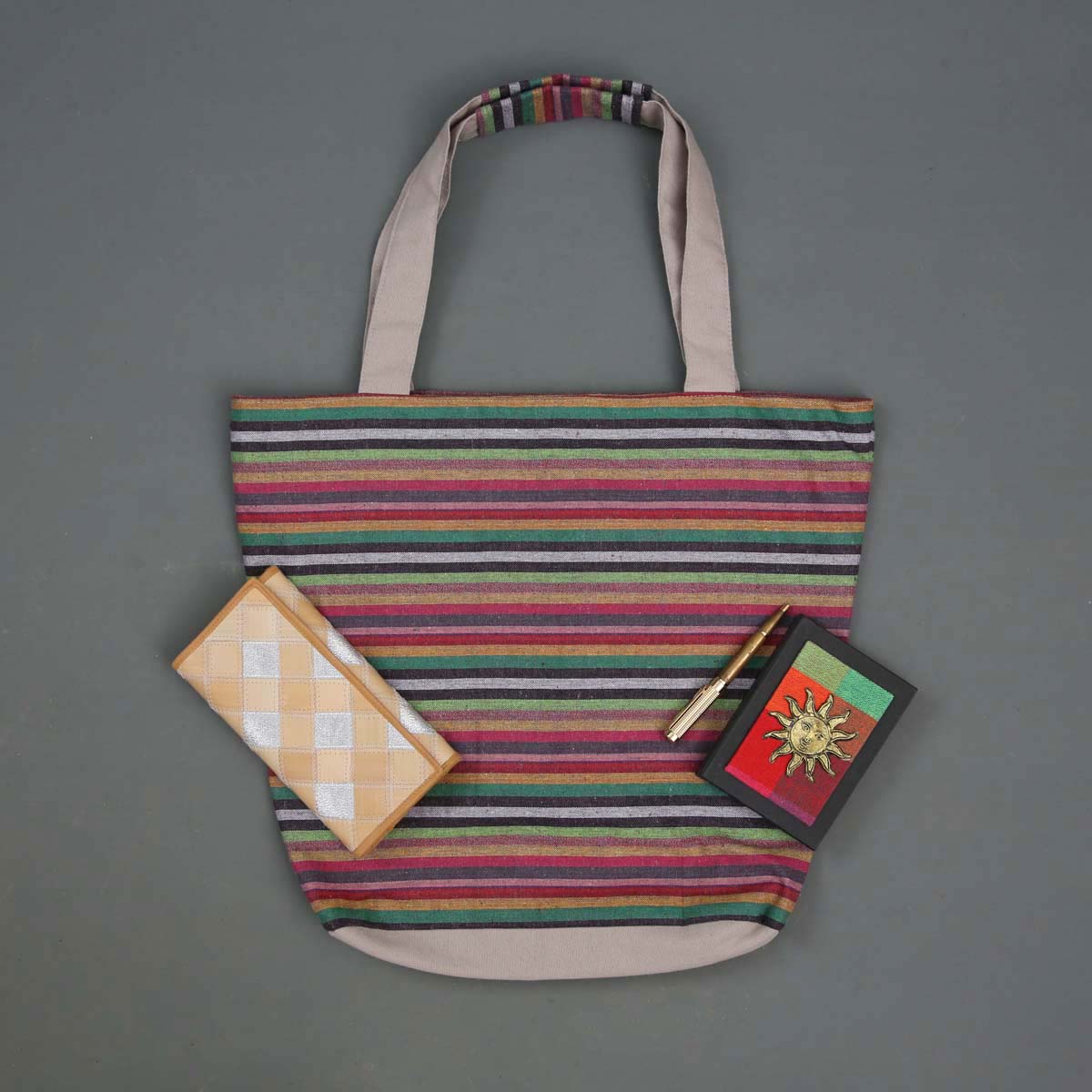 Striped Handloom Tote