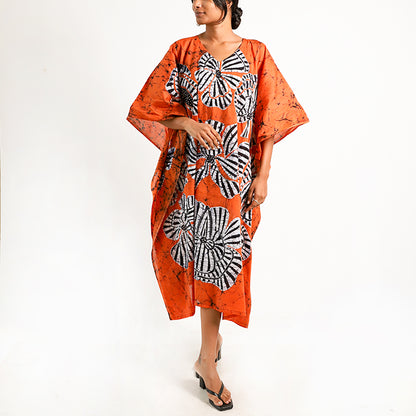 Tangerine Sunset Batik Kaftan