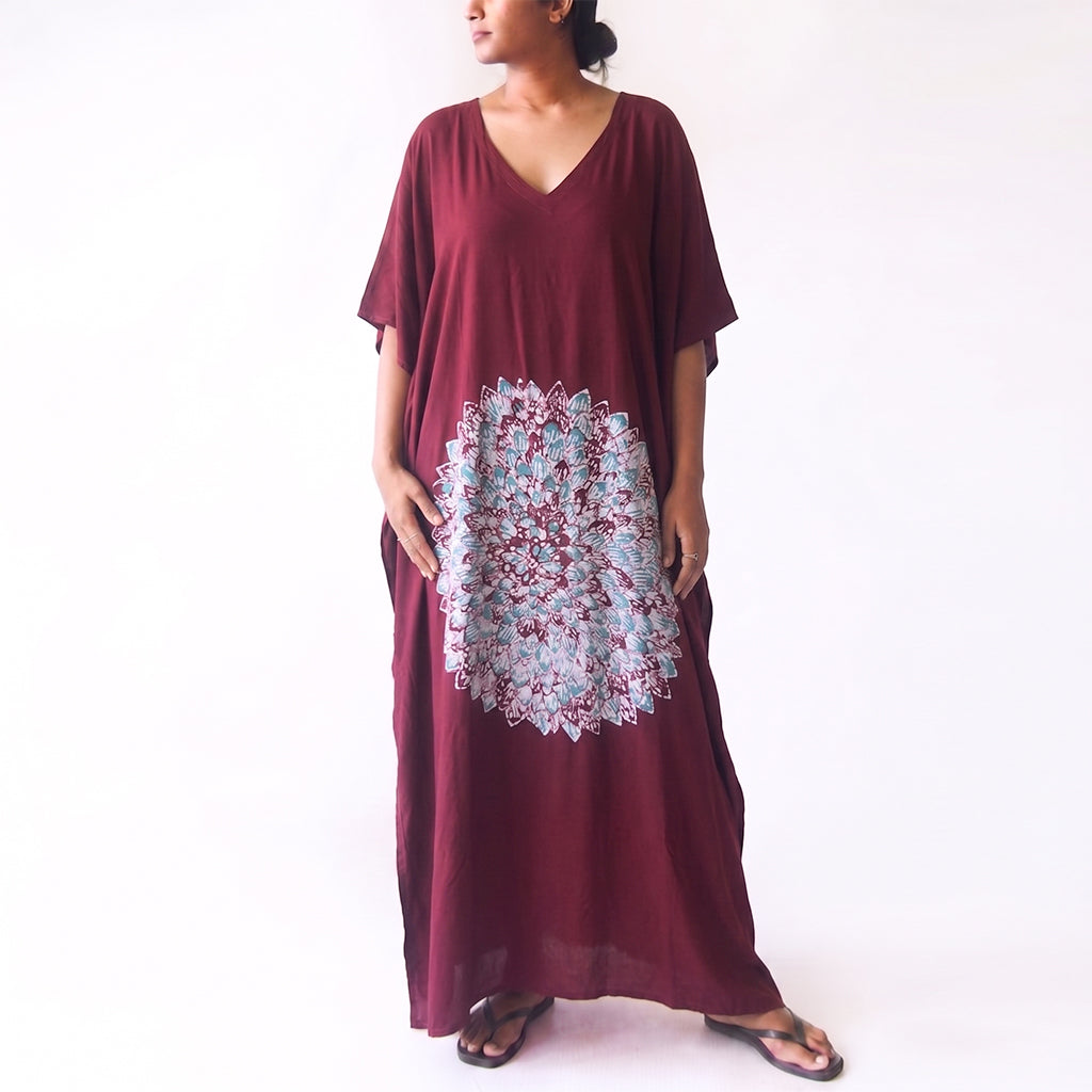 Plum Fusion Batik Kaftan