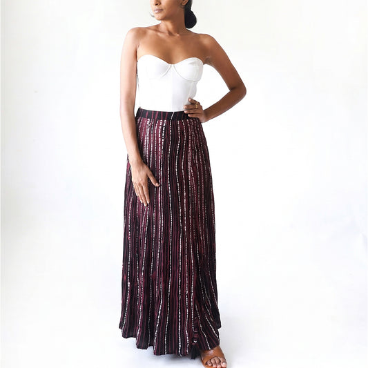 Maroon Lines Batik Skirt