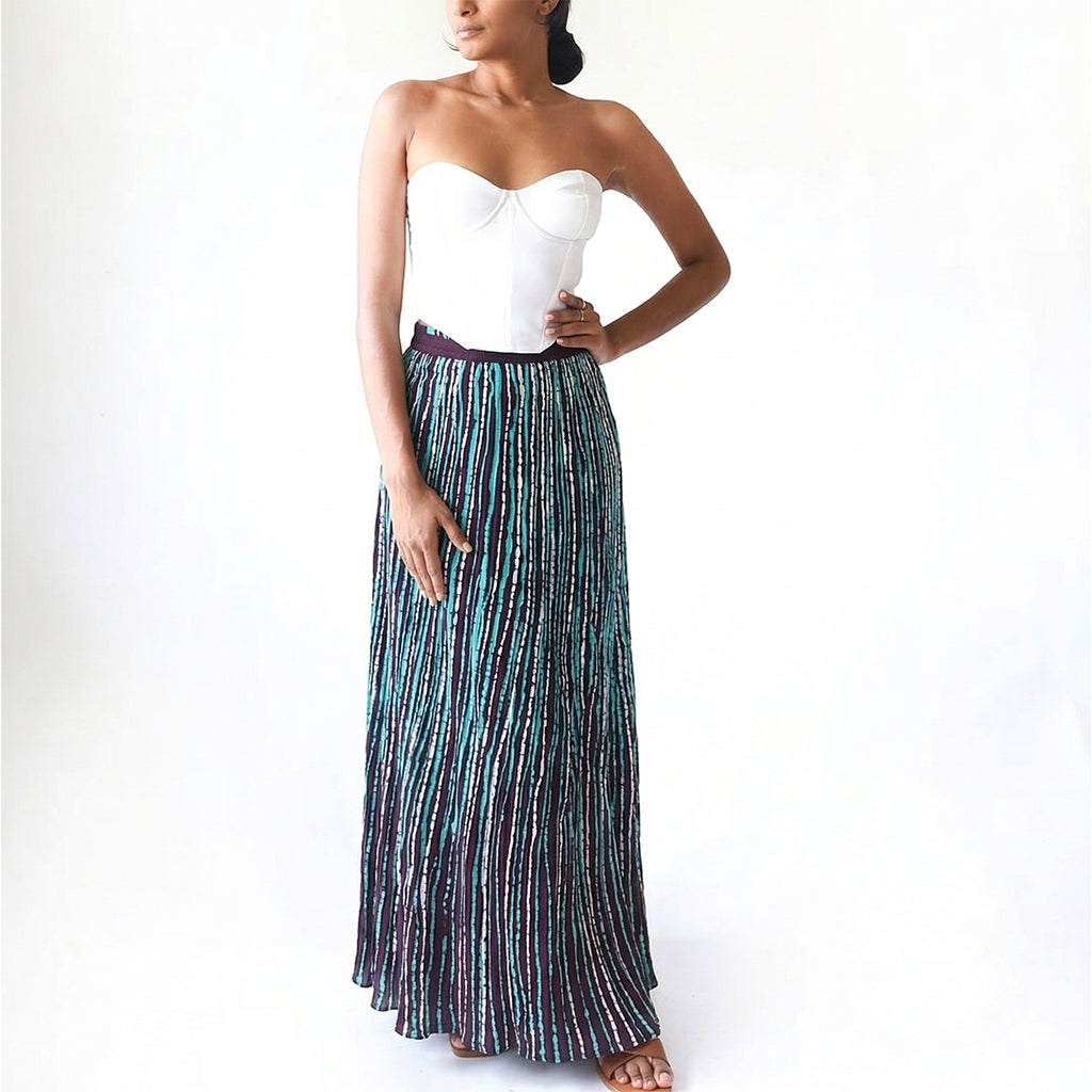 Indigo Moon Stripe Batik Skirt