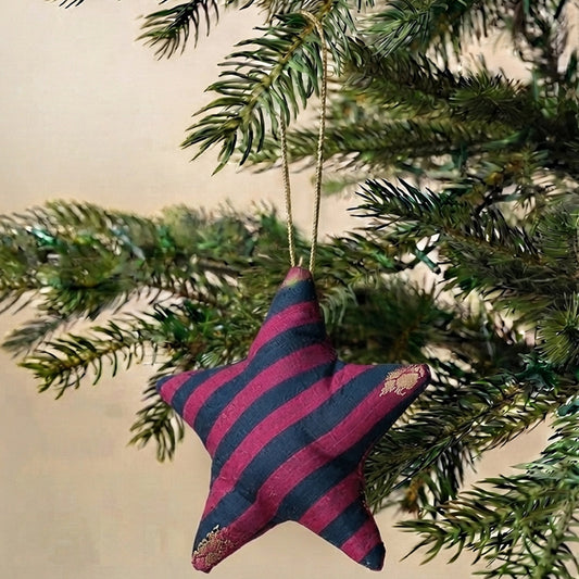 Navy Stripped Star Ornament