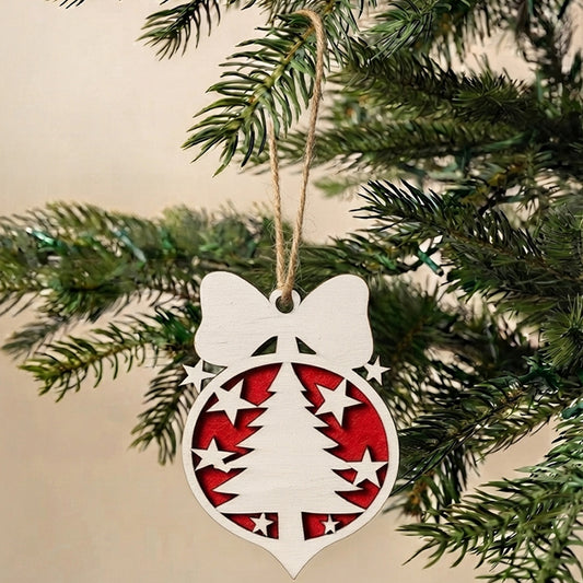 White Bell Tree Wooden Christmas Ornament