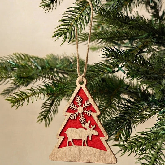 Golden Rudolph Wooden Christmas Tree Ornament