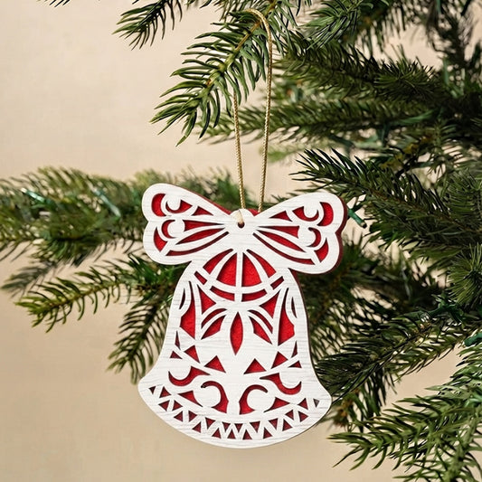 White Bell Wooden Christmas Ornament