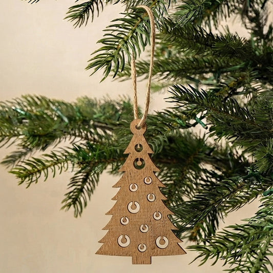 Golden Christmas Tree Wooden Ornament