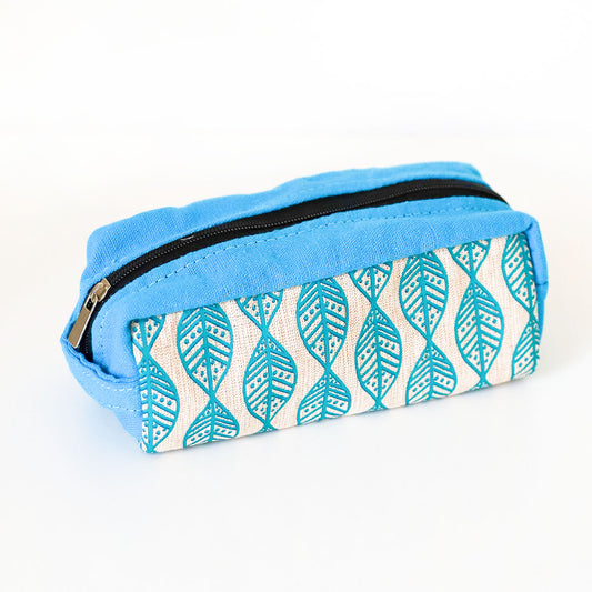 Leafy Light Blue Pencil Case