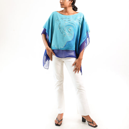 Crashing Waves Chiffon Poncho Top