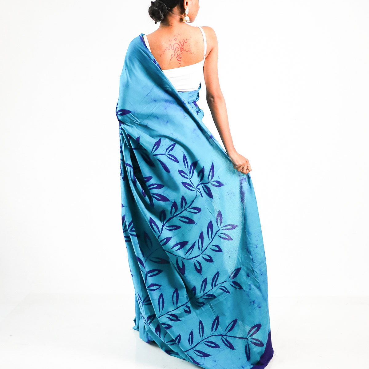 Azure Leaves Batik Saree