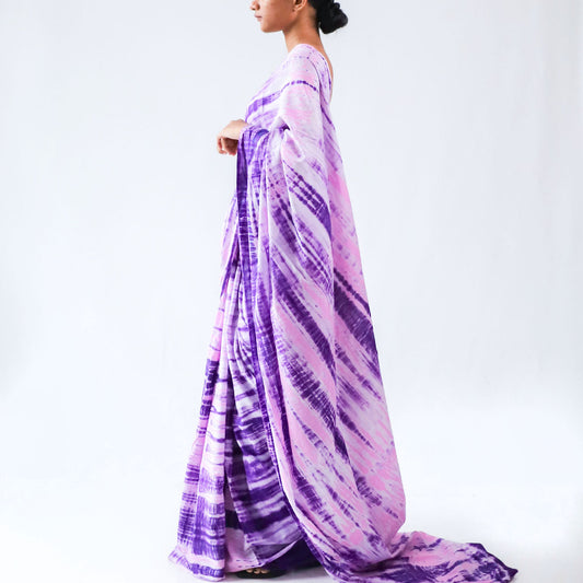 Violet Tie Dye Saree