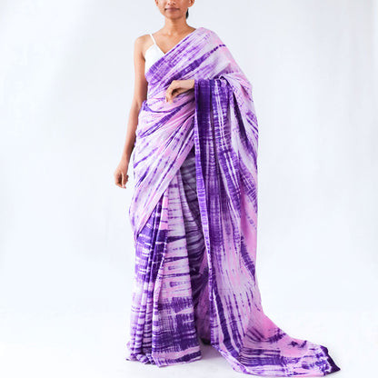 Violet Tie Dye Saree