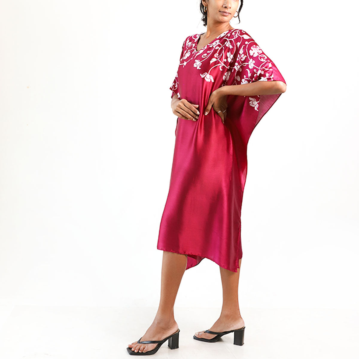 Crimson Bloom Batik Kaftan