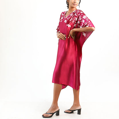 Crimson Bloom Batik Kaftan