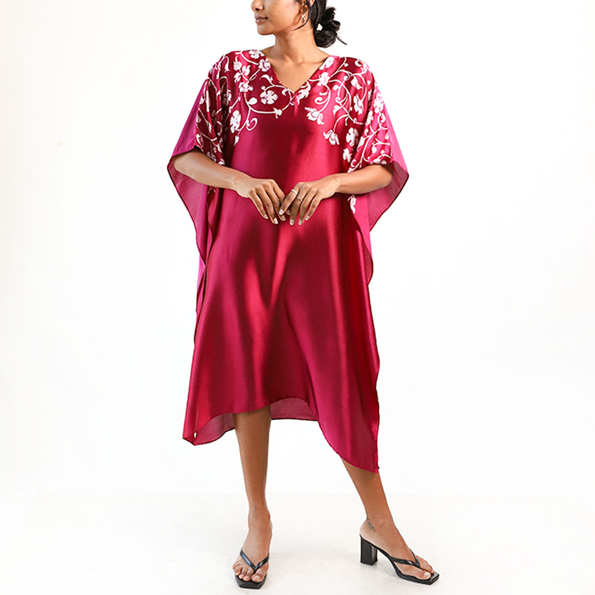 Crimson Bloom Batik Kaftan