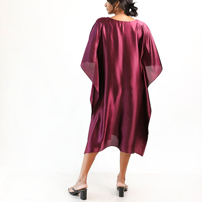 Maroon Blossom Batik Kaftan