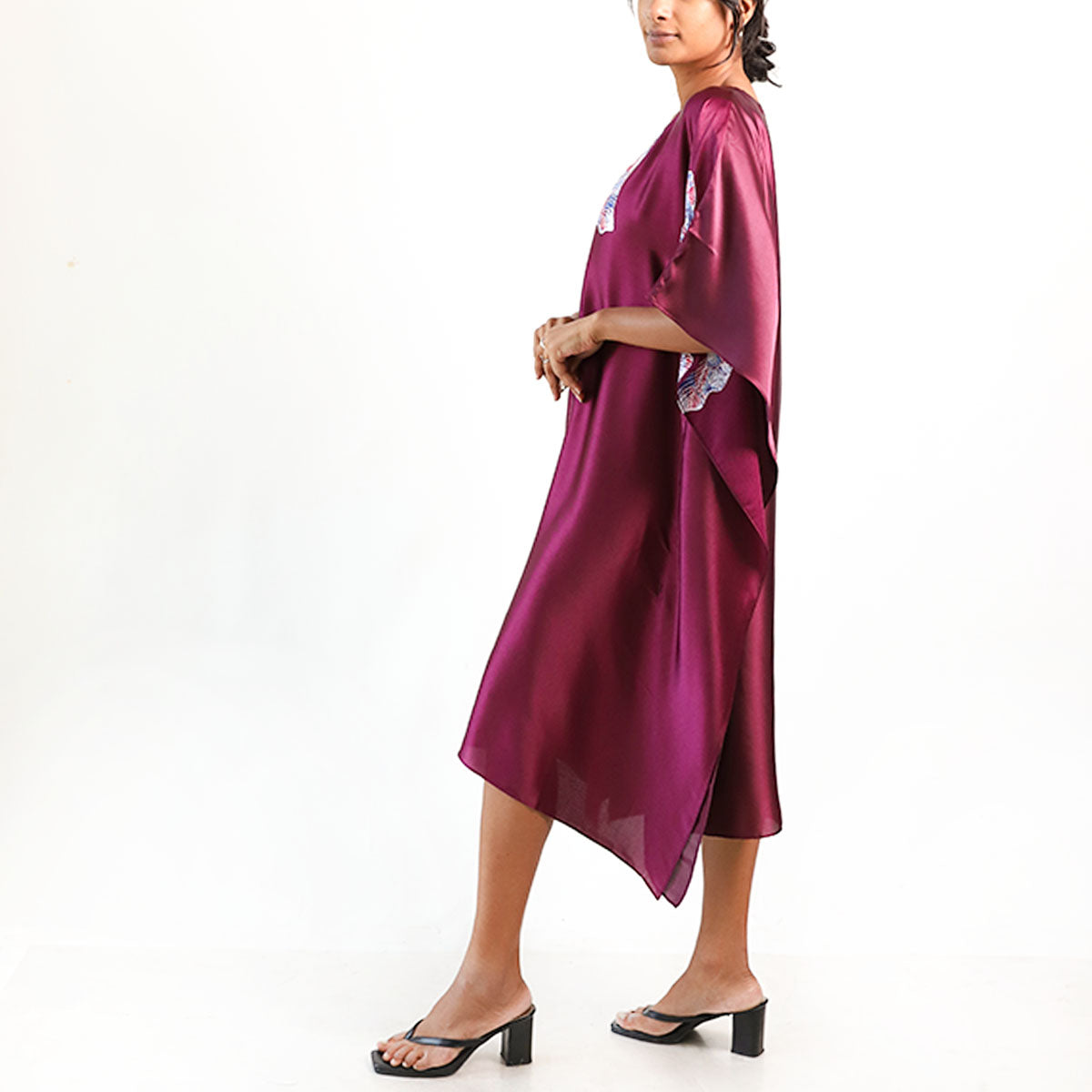 Maroon Blossom Batik Kaftan