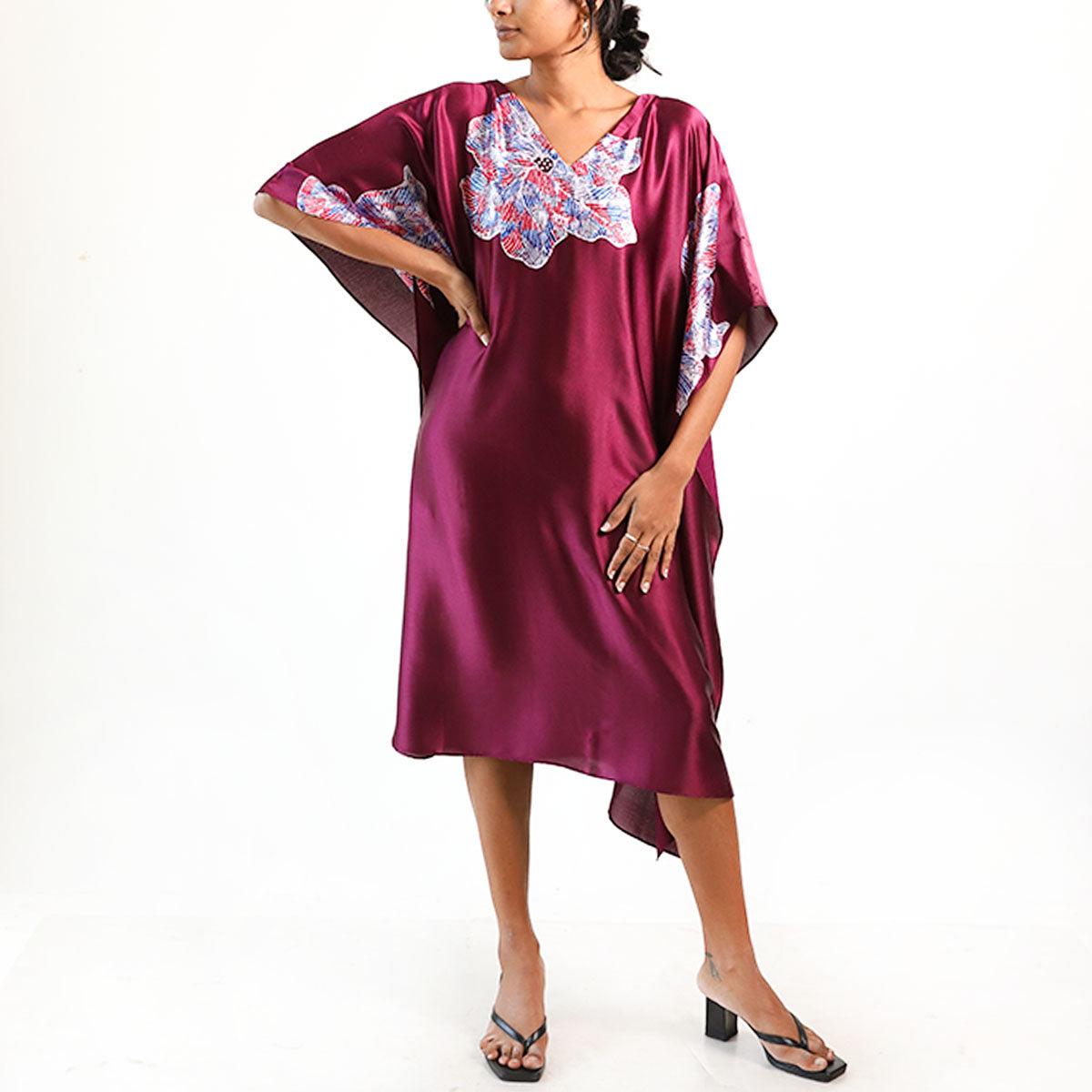 Maroon Blossom Batik Kaftan